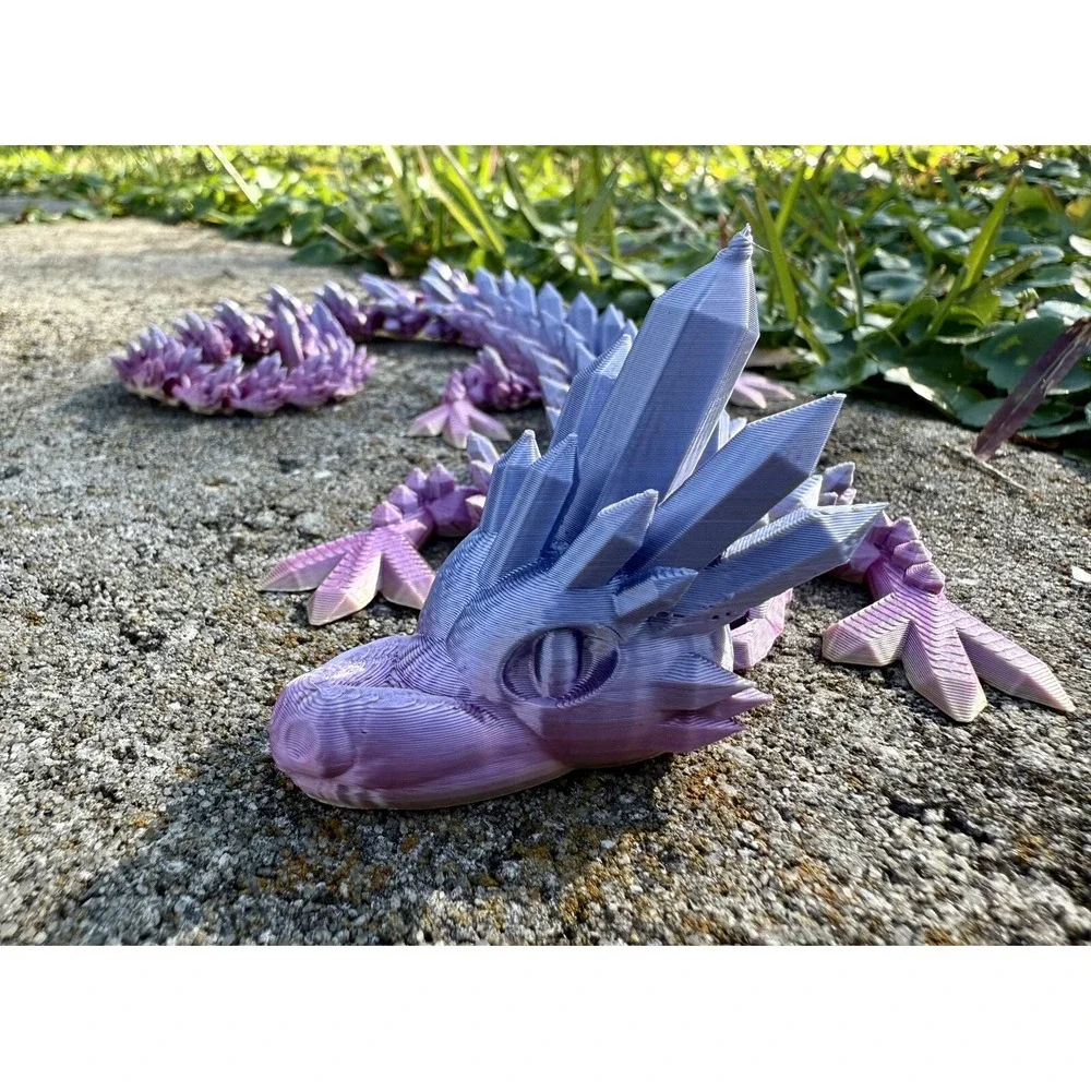 Articulated Crystal Dragon Fidget Toy 3D‎ Printed Flexible Sculpture